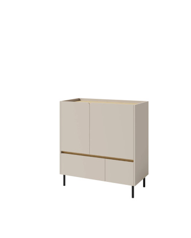 Komoda Luca LC09, drzwi, szuflady, Beż piaskowy/ Dąb olejowany, MEBLAR