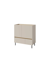 Komoda Luca LC09, drzwi, szuflady, Beż piaskowy/ Dąb olejowany, MEBLAR