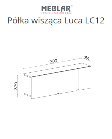 Półka wisząca Luca LC12, trzydrzwiowy regał wiszący, Beż piaskowy/ Dąb olejowany, MEBLAR
