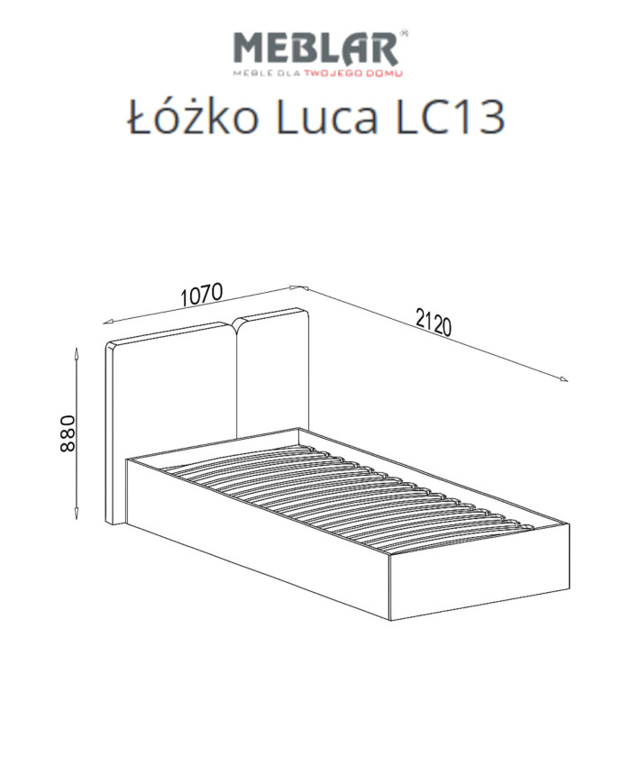 Łóżko Luca LC13, powierzchnia 90x200 cm, stelaż, pojemnik, Beż piaskowy/ Dąb olejowany, MEBLAR