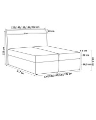 Łóżko kontynentalne Genua 120x200, tapicerowane, materac, topper-5