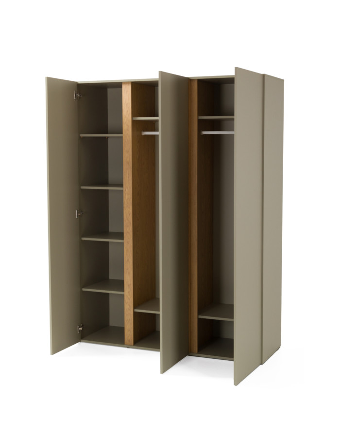 Szafa Luca LC01, trzydrzwiowa, z drążkami i półkami, Eukaliptus/ Dąb baltic dune, MEBLAR