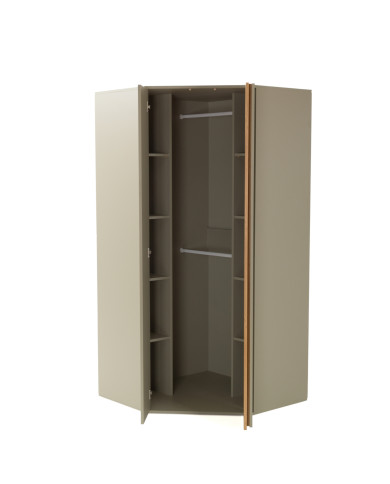 Szafa narożna Luca LC02, dwudrzwiowa, półki wewnętrzne, drążki, Eukaliptus/ Dąb baltic dune, MEBIN