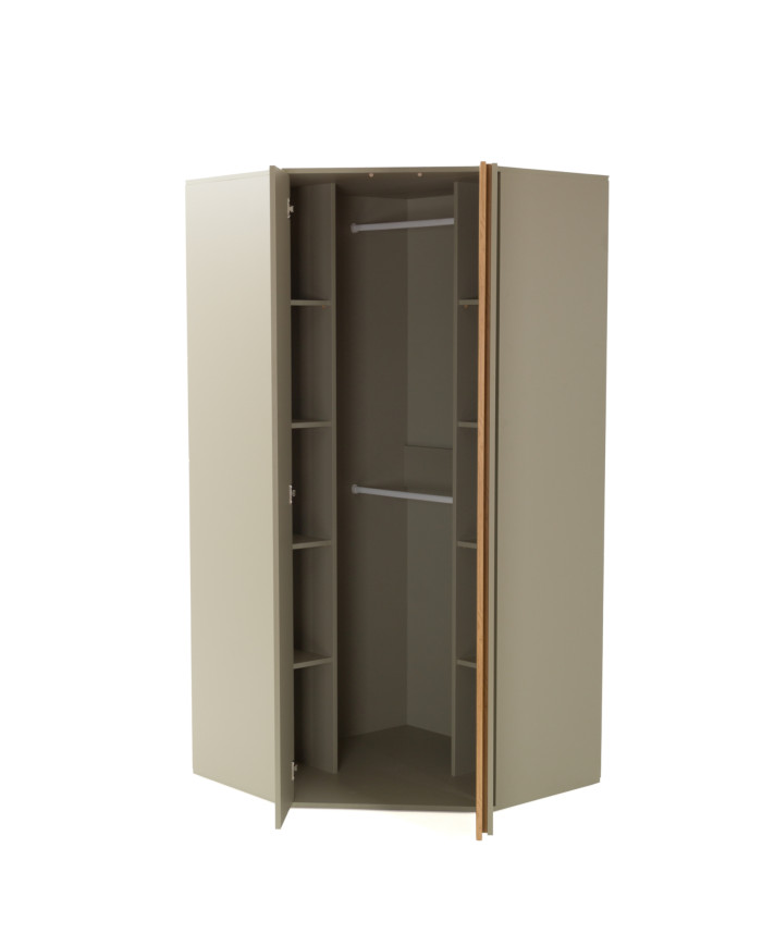 Szafa narożna Luca LC02, dwudrzwiowa, półki wewnętrzne, drążki, Eukaliptus/ Dąb baltic dune, MEBLAR