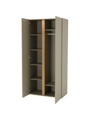 Szafa Luca LC03, dwudrzwiowa, z drążkiem i półkami, Eukaliptus/ Dąb baltic dune, MEBLAR