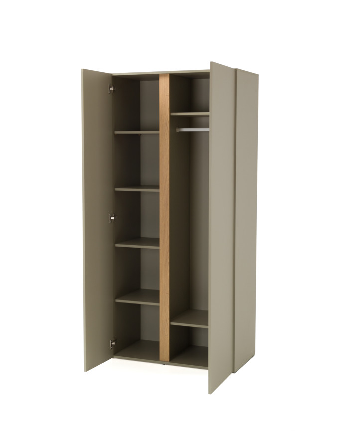 Szafa Luca LC03, dwudrzwiowa, z drążkiem i półkami, Eukaliptus/ Dąb baltic dune, MEBLAR