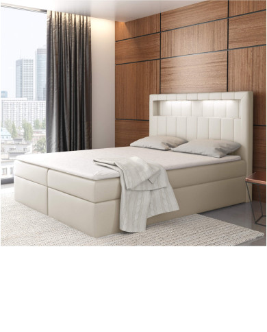 Łóżko kontynentalne Genua 140x200, tapicerowane, materac, topper-2 Łóżko kontynentalne Genua 140x200, tapicerowane, materac, topper-2