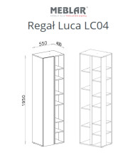 Regał Luca LC04, wnęki regałowe, drzwi, Eukaliptus/ Dąb baltic dune, MEBLAR