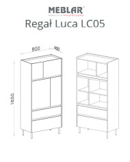 Regał Luca LC05, z drzwiami i szufladami, Eukaliptus/ Dąb baltic dune, MEBLAR
