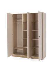 Szafa Alessio AE01, trzydrzwiowa, z drążkiem i półkami, Beż piaskowy/ Dąb olejowany, MEBLAR