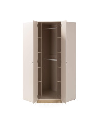Szafa narożna Alessio AE02, dwudrzwiowa, półki wewnętrzne, drążki, Beż piaskowy/ Dąb olejowany, MEBLAR
