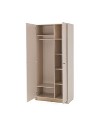 Szafa Alessio AE03, dwudrzwiowa, z drążkiem i półkami, Beż piaskowy/ Dąb olejowany, MEBLAR