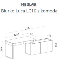 Biurko Luca LC10 z komodą, Eukaliptus/ Dąb baltic dune, MEBLAR