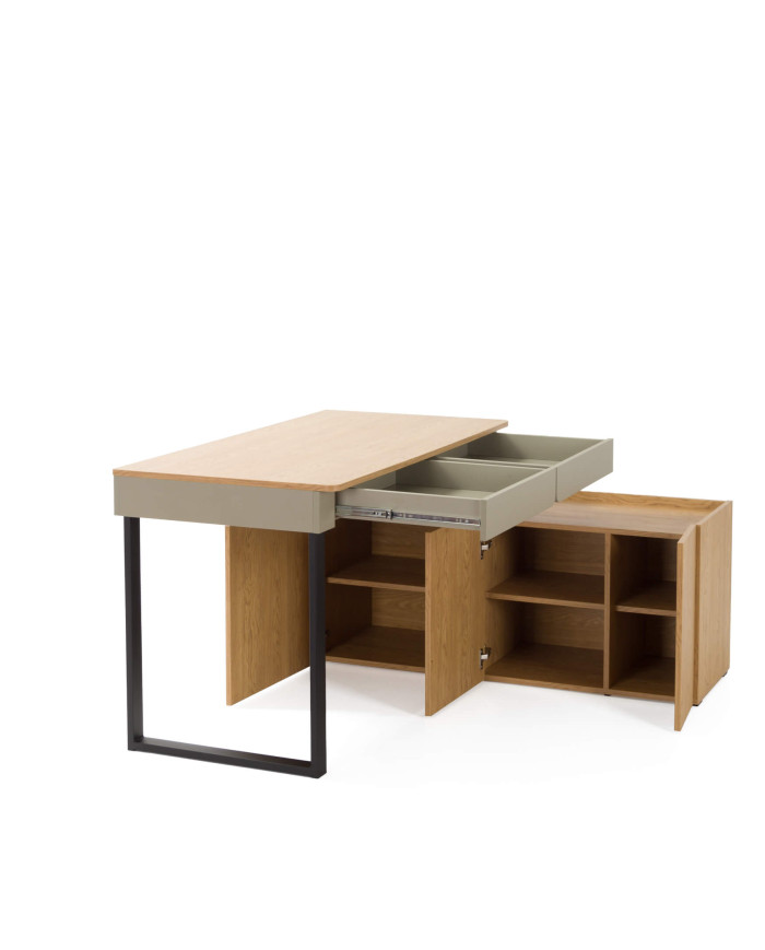 Biurko Luca LC10 z komodą, Eukaliptus/ Dąb baltic dune, MEBLAR