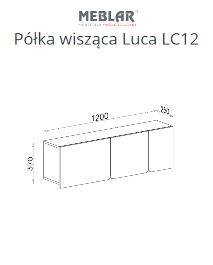 Półka wisząca Luca LC12, trzydrzwiowy regał wiszący, Eukaliptus/ Dąb baltic dune, MEBLAR