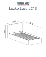 Łóżko Luca LC13, powierzchnia 90x200 cm, stelaż, pojemnik, Eukaliptus/ Dąb baltic dune, MEBLAR
