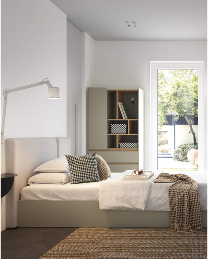 Łóżko Luca LC13, powierzchnia 90x200 cm, stelaż, pojemnik, Eukaliptus/ Dąb baltic dune, MEBLAR