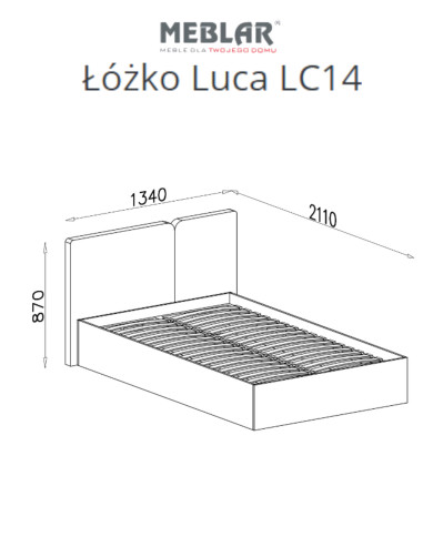 Łóżko Luca LC14, powierzchnia 120x200 cm, stelaż, pojemnik, Eukaliptus/ Dąb baltic dune, MEBLAR