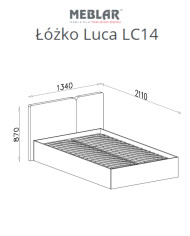 Łóżko Luca LC14, powierzchnia 120x200 cm, stelaż, pojemnik, Eukaliptus/ Dąb baltic dune, MEBLAR