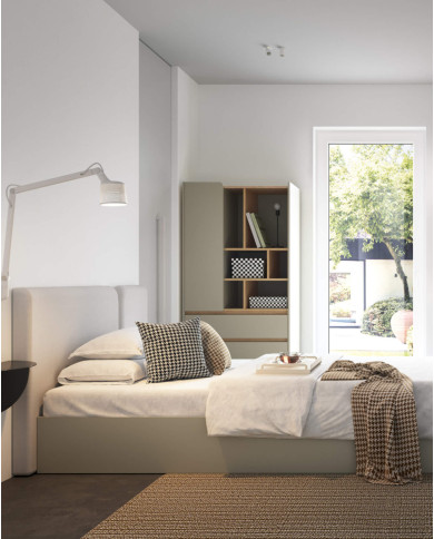 Łóżko Luca LC14, powierzchnia 120x200 cm, stelaż, pojemnik, Eukaliptus/ Dąb baltic dune, MEBLAR