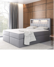 Łóżko kontynentalne Genua 200x200, tapicerowane, materac, topper-1