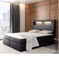 Łóżko kontynentalne Genua 200x200, tapicerowane, materac, topper-4