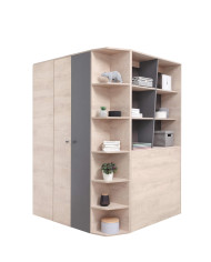 Szafa młodzieżowa - garderoba Delta DL01, 2-drzwiowa, Dąb/ Antracyt, MEBLAR