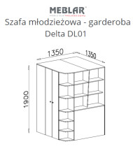 Szafa młodzieżowa - garderoba Delta DL01, 2-drzwiowa, Dąb/ Antracyt, MEBLAR