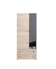 Szafa Delta DL03, dwudrzwiowa z szufladami, drążek, półki, Dąb/ Antracyt, MEBLAR