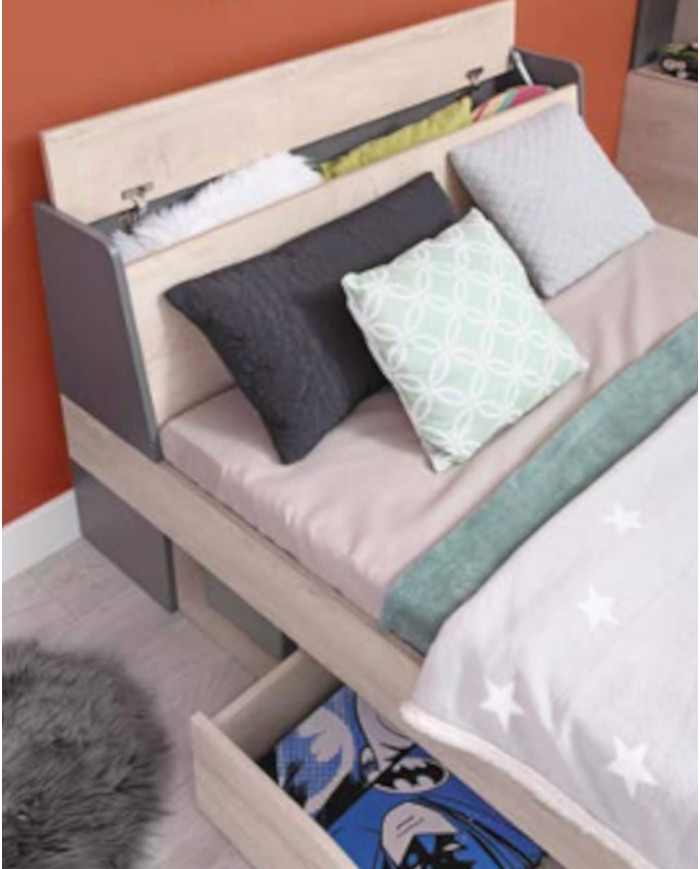 Regał Delta DL04, wnęki regałowe, drzwi, szuflada, Dąb/ Antracyt, MEBLAR