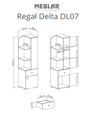 Regał Delta DL07, wnęki regałowe, drzwi, szuflada, Dąb/ Antracyt, MEBLAR