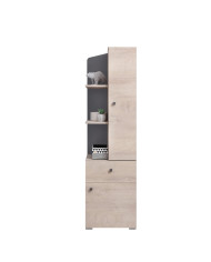 Regał Delta DL07, wnęki regałowe, drzwi, szuflada, Dąb/ Antracyt, MEBLAR