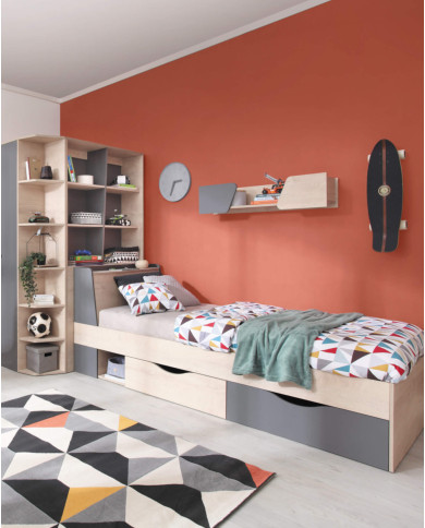 Szafka RTV Delta DL08, z drzwiami i szufladami, Dąb/ Antracyt, MEBLAR