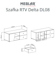 Szafka RTV Delta DL08, z drzwiami i szufladami, Dąb/ Antracyt, MEBLAR