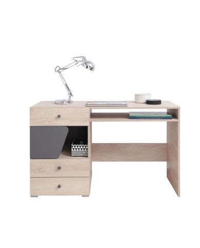 Biurko Delta DL09, drzwi, szuflady, wnęki regałowe, Dąb/ Antracyt, MEBLAR