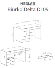 Biurko Delta DL09, drzwi, szuflady, wnęki regałowe, Dąb/ Antracyt, MEBLAR