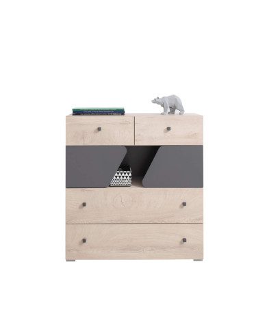 Komoda Delta DL10, drzwi, szuflady, wnęka regałowa, Dąb/ Antracyt, MEBLAR