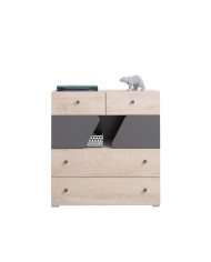 Komoda Delta DL10, drzwi, szuflady, wnęka regałowa, Dąb/ Antracyt, MEBLAR