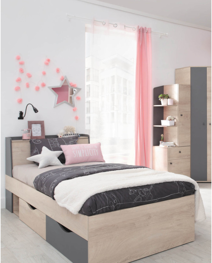 Komoda Delta DL10, drzwi, szuflady, wnęka regałowa, Dąb/ Antracyt, MEBLAR