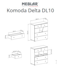 Komoda Delta DL10, drzwi, szuflady, wnęka regałowa, Dąb/ Antracyt, MEBLAR