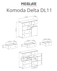 Komoda Delta DL11, drzwi, szuflady, wnęka regałowa, Dąb/ Antracyt, MEBLAR