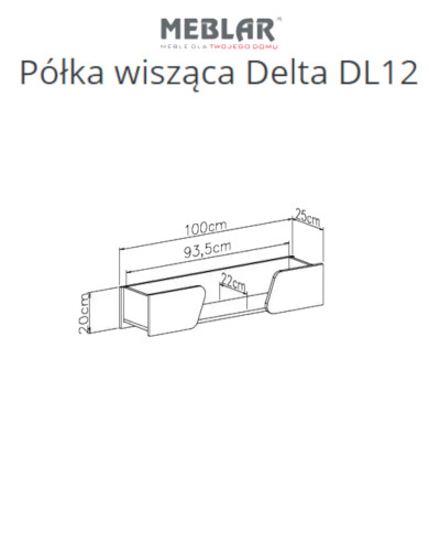 Półka wisząca Delta DL12, regał wiszący, Dąb/ Antracyt, MEBLAR