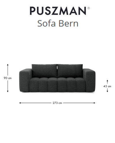 Sofa Bern, funkcja spania, pojemnik, elektrycznie wysuwane siedzisko, PUSZMAN