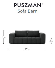 Sofa Bern, funkcja spania, pojemnik, elektrycznie wysuwane siedzisko, PUSZMAN