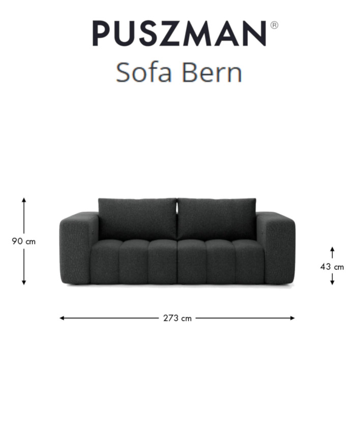 Sofa Bern (battery), funkcja spania, pojemnik, elektrycznie wysuwane siedzisko, PUSZMAN