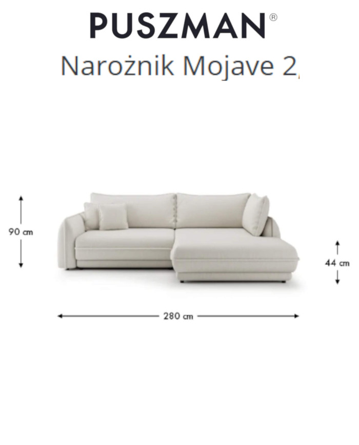 Narożnik Mojave 2, funkcja spania, pojemnik, PUSZMAN
