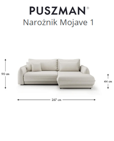 Narożnik Mojave 1, funkcja spania, pojemnik, PUSZMAN