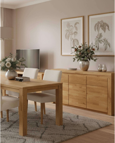 Komoda Bruno 10, trzydrzwiowa z szufladami, front dąb lity olejowany, SIUDY