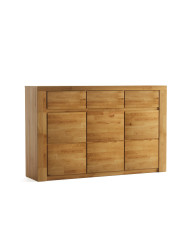 Komoda Bruno 10, trzydrzwiowa z szufladami, front dąb lity olejowany, SIUDY