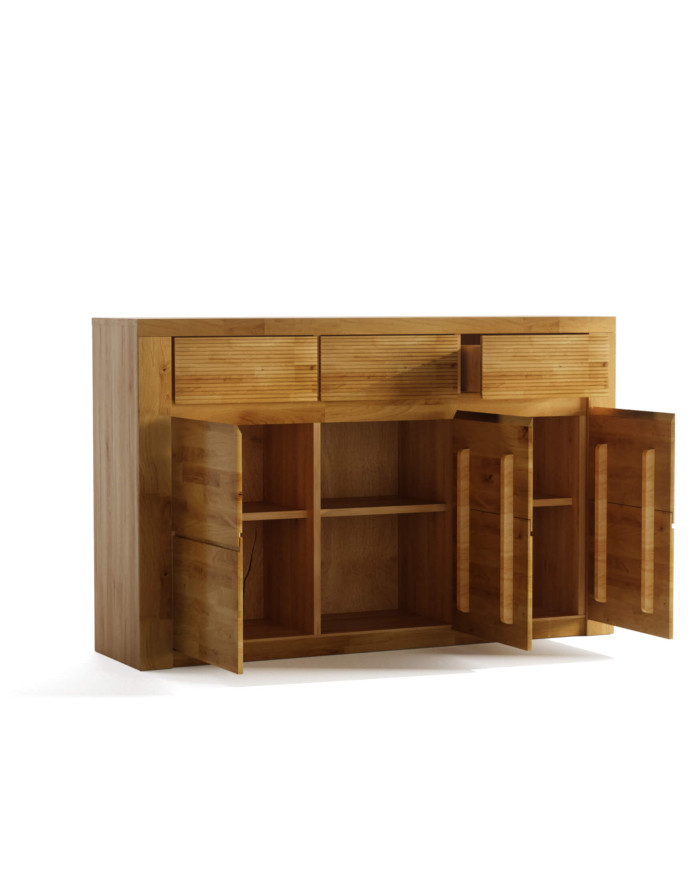 Komoda Bruno 10, trzydrzwiowa z szufladami, front dąb lity olejowany, SIUDY